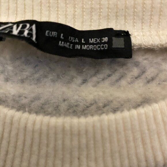 Zara Striped Top Crewneck Sweater Warm Cropped Size L - Picture 3 of 4